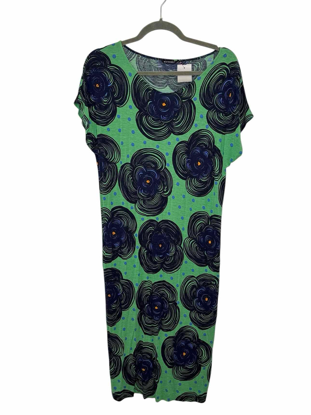 Marimekko Size Small Green Floral Pre-Owned Dress- Ladies
