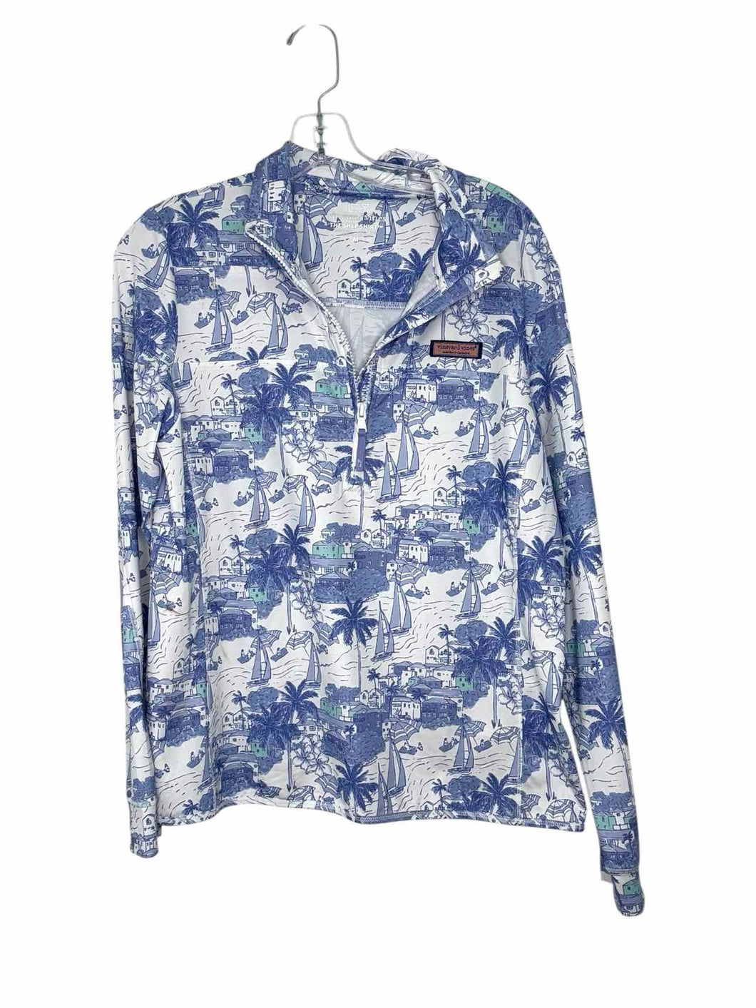 Vineyard Vines Size Medium Blue Print Pre-Owned Pullover- Ladies