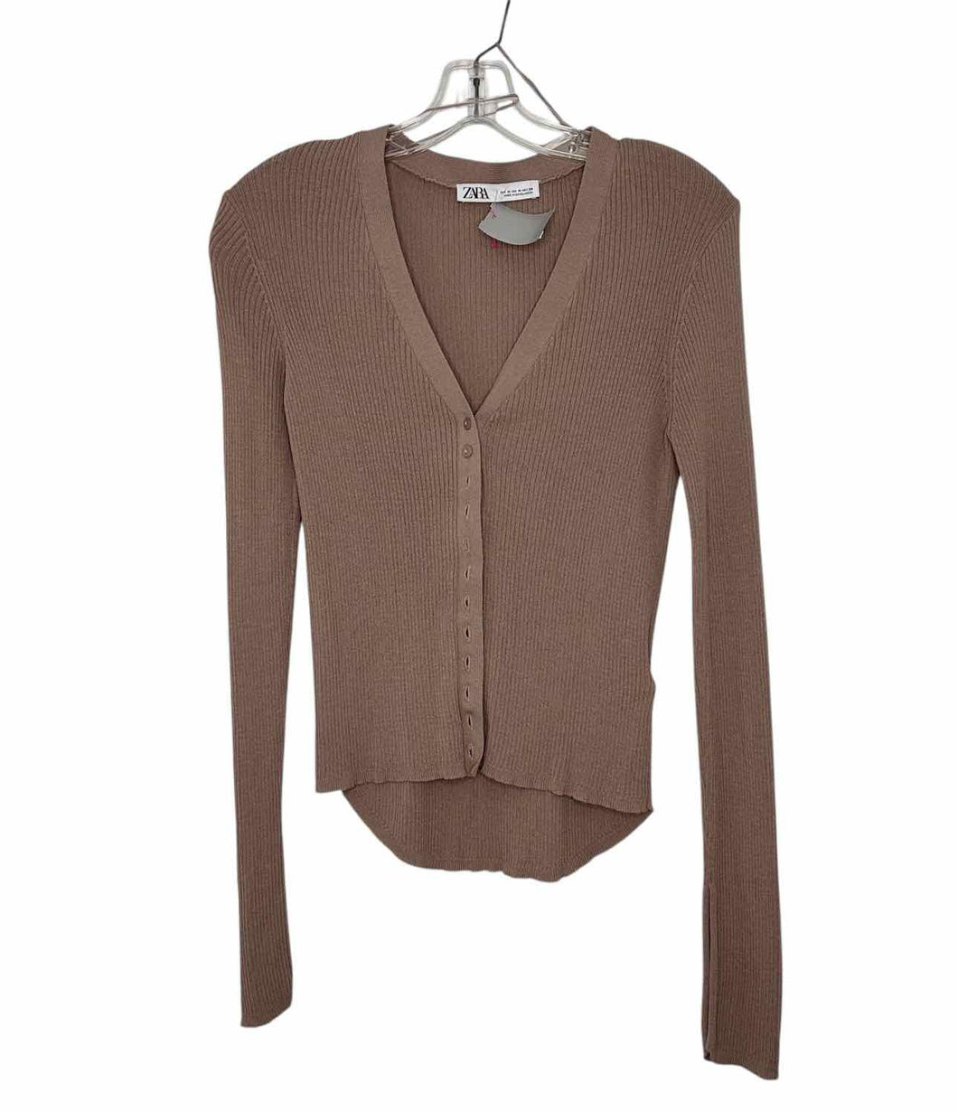 Zara Size Medium Taupe Pre-Owned Top- Ladies