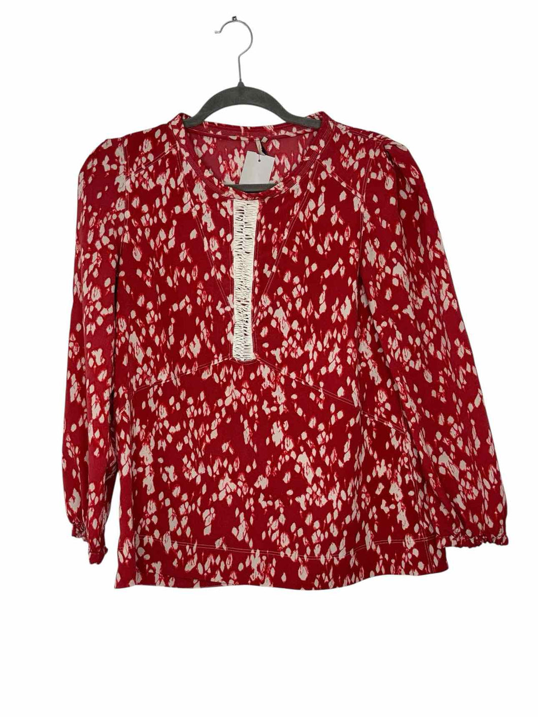 IRO Size Medium Red Print Pre-Owned Top- Ladies