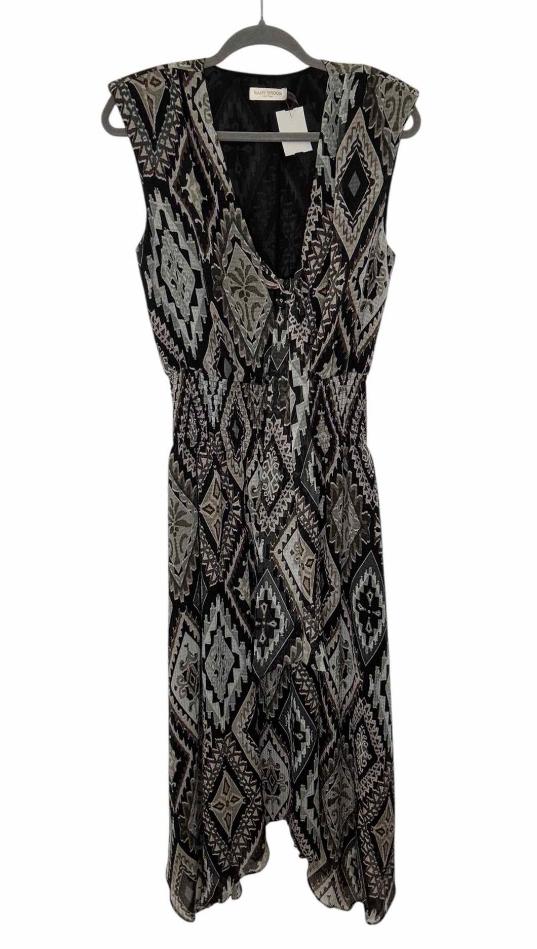 Ramy Brook Size Small Black Print Pre-Owned Dress- Ladies