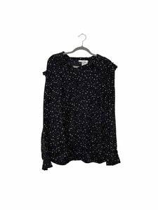 Frame Size X-Large Black Print Pre-Owned Blouse- Ladies