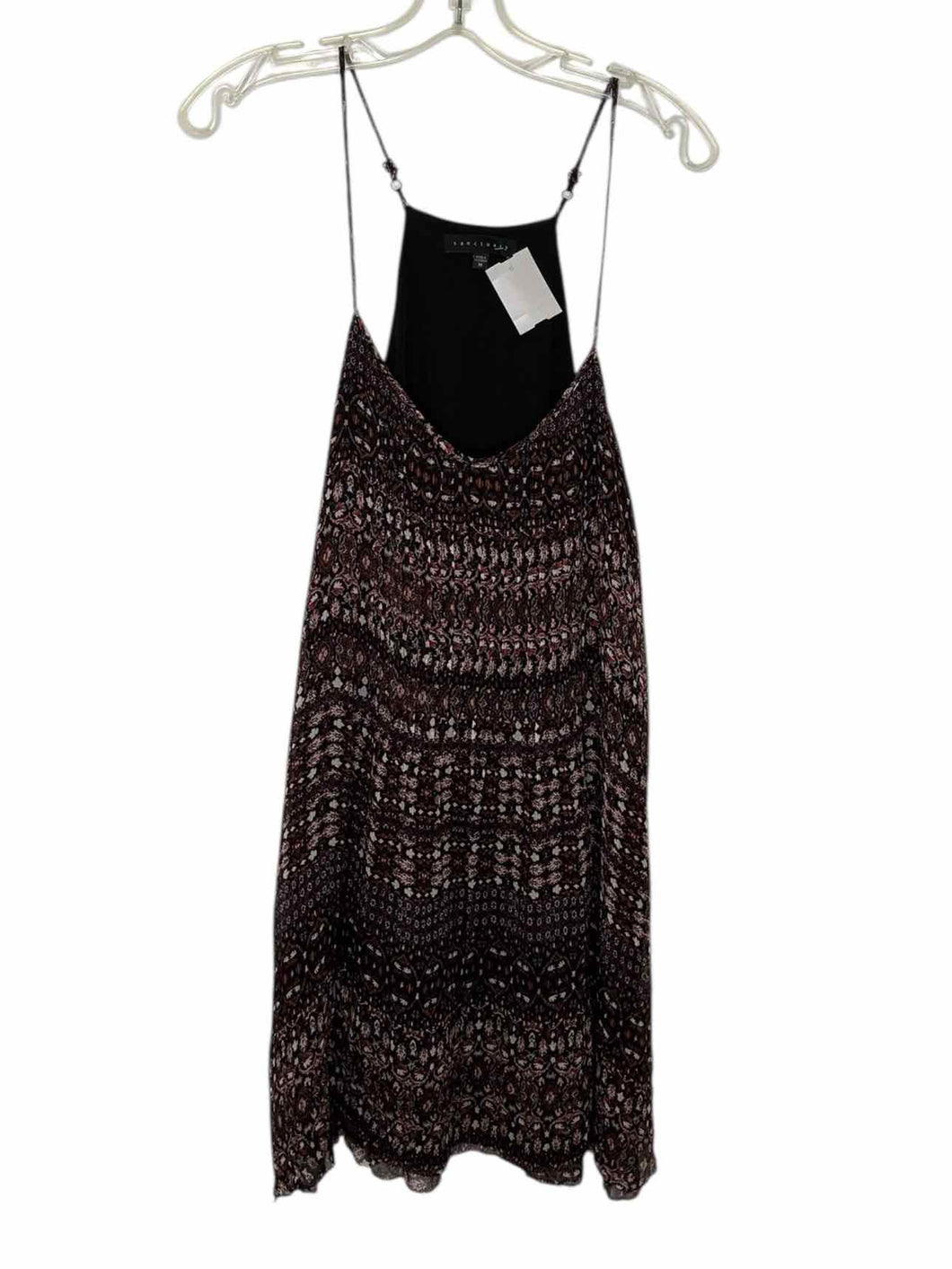 Sanctuary Size Medium Black Print Pre-Owned Dress- Ladies