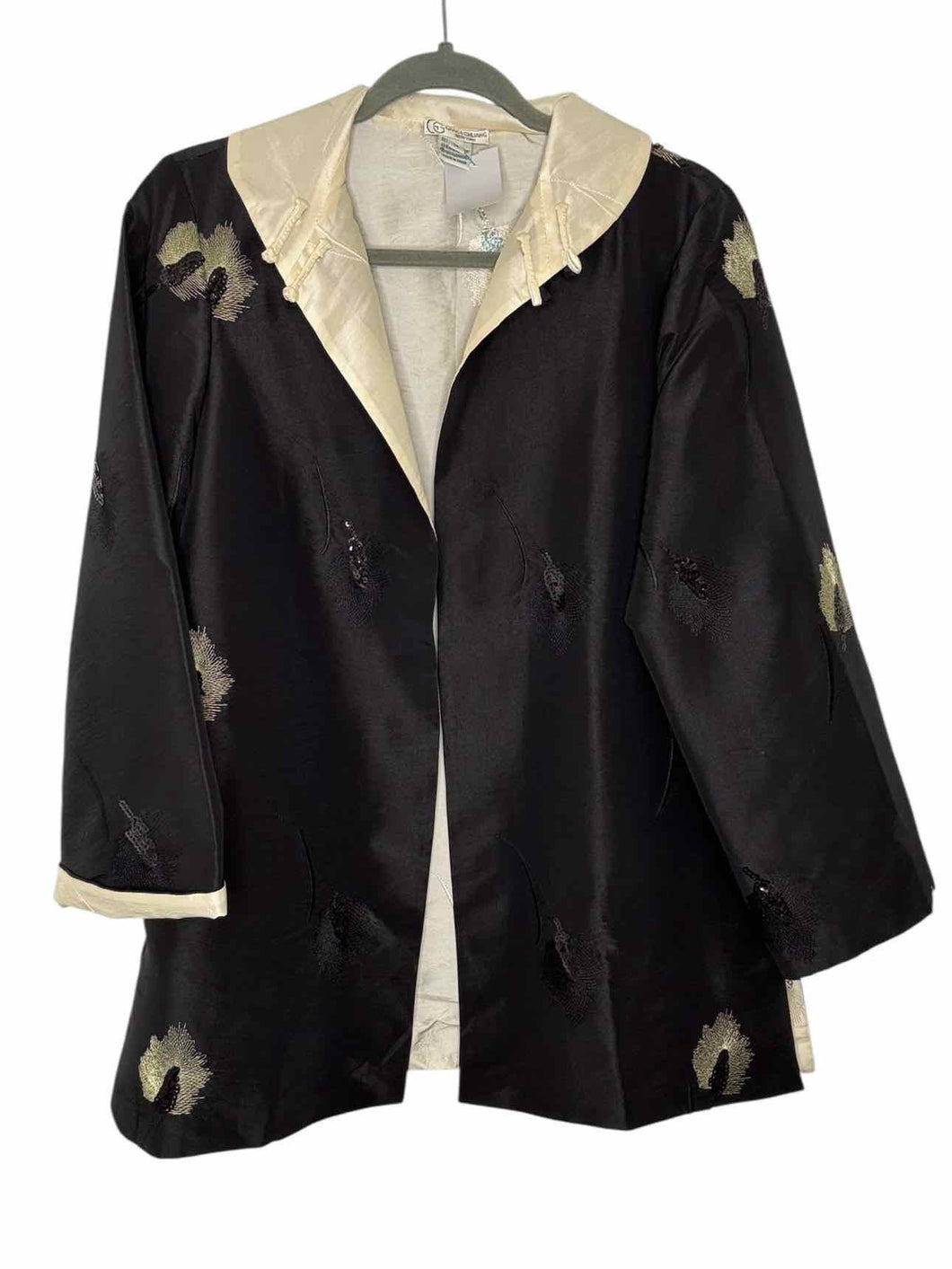 Size Medium Black Print Pre-Owned Blazer/Indoor Jacket- Ladies