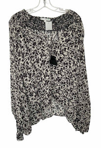 Karina Grimaldi Size Small Black Print Pre-Owned Blouse- Ladies