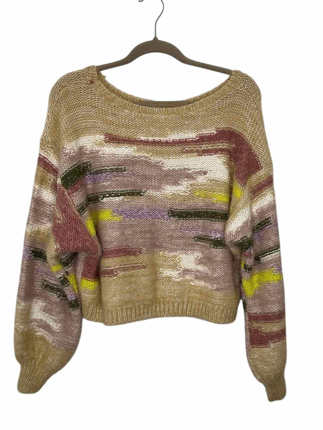 Pilcro Size Medium Ivory Stripe Pre-Owned Sweater- Ladies
