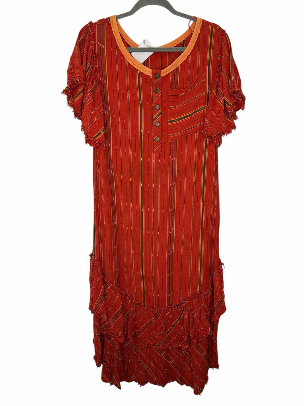 Free People Size X- Small Rust Print Pre-Owned Dress- Ladies