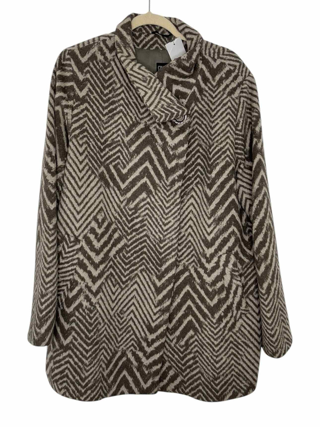Cinzia Rocca Size 16 Grey Print Pre-Owned Coat- Ladies