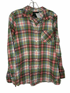 J Crew Size 8 Cream Plaid Pre-Owned Shirt- Ladies