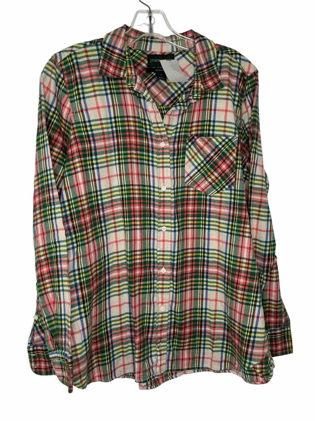 J Crew Size 8 Cream Plaid Pre-Owned Shirt- Ladies