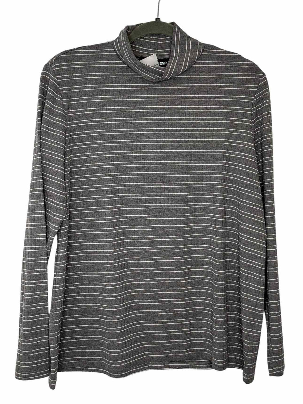 Lands End Size Large Grey Stripe Pre-Owned Top- Ladies
