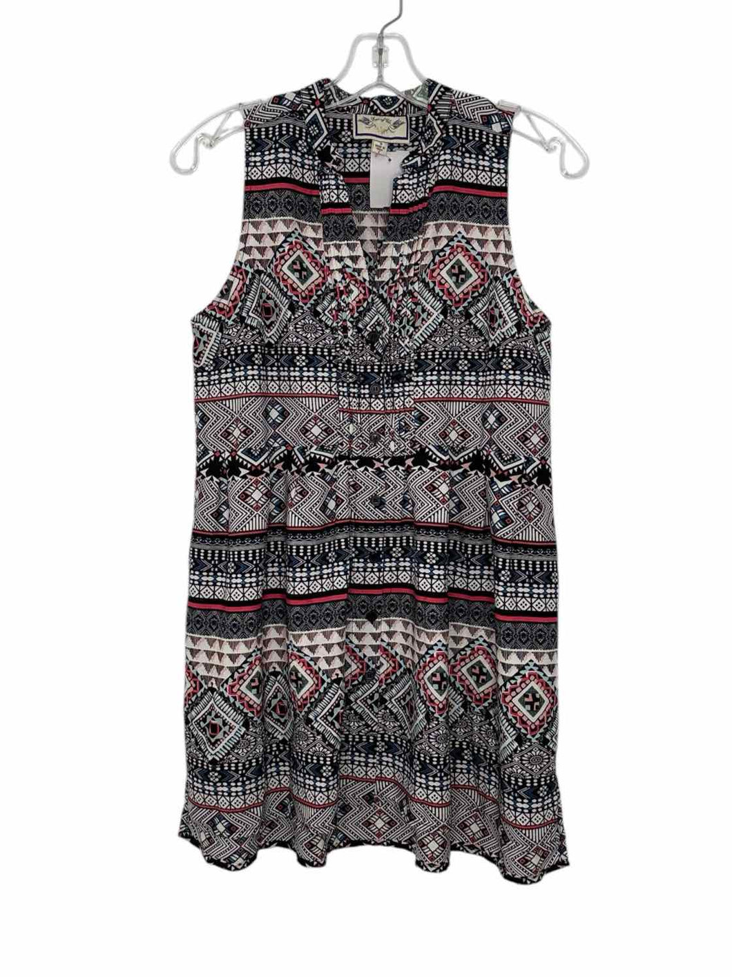 Two of Us Size Small Black Print Pre-Owned Dress- Ladies