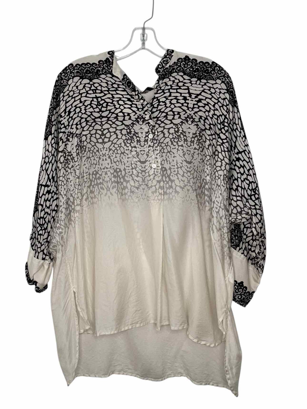 Size 14 White Print Pre-Owned Blouse- Ladies