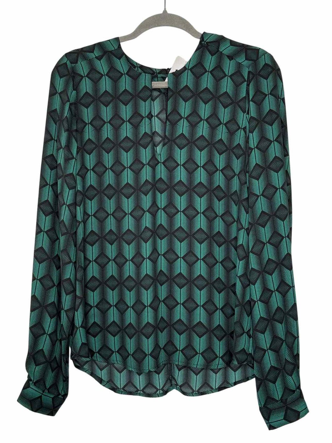 Olivaceous Size Medium Green Print Pre-Owned Top- Ladies
