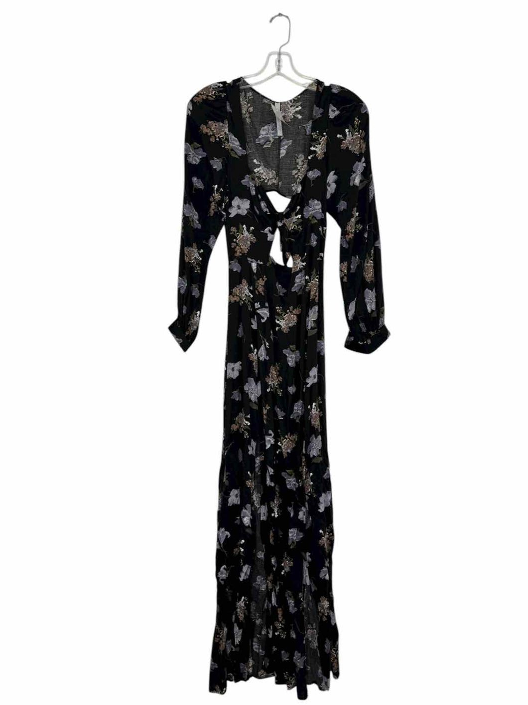 Reformed Size Medium Black Floral Pre-Owned Dress- Ladies