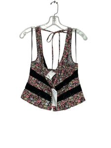 Free People Size Small Black Floral Tank Top- Ladies
