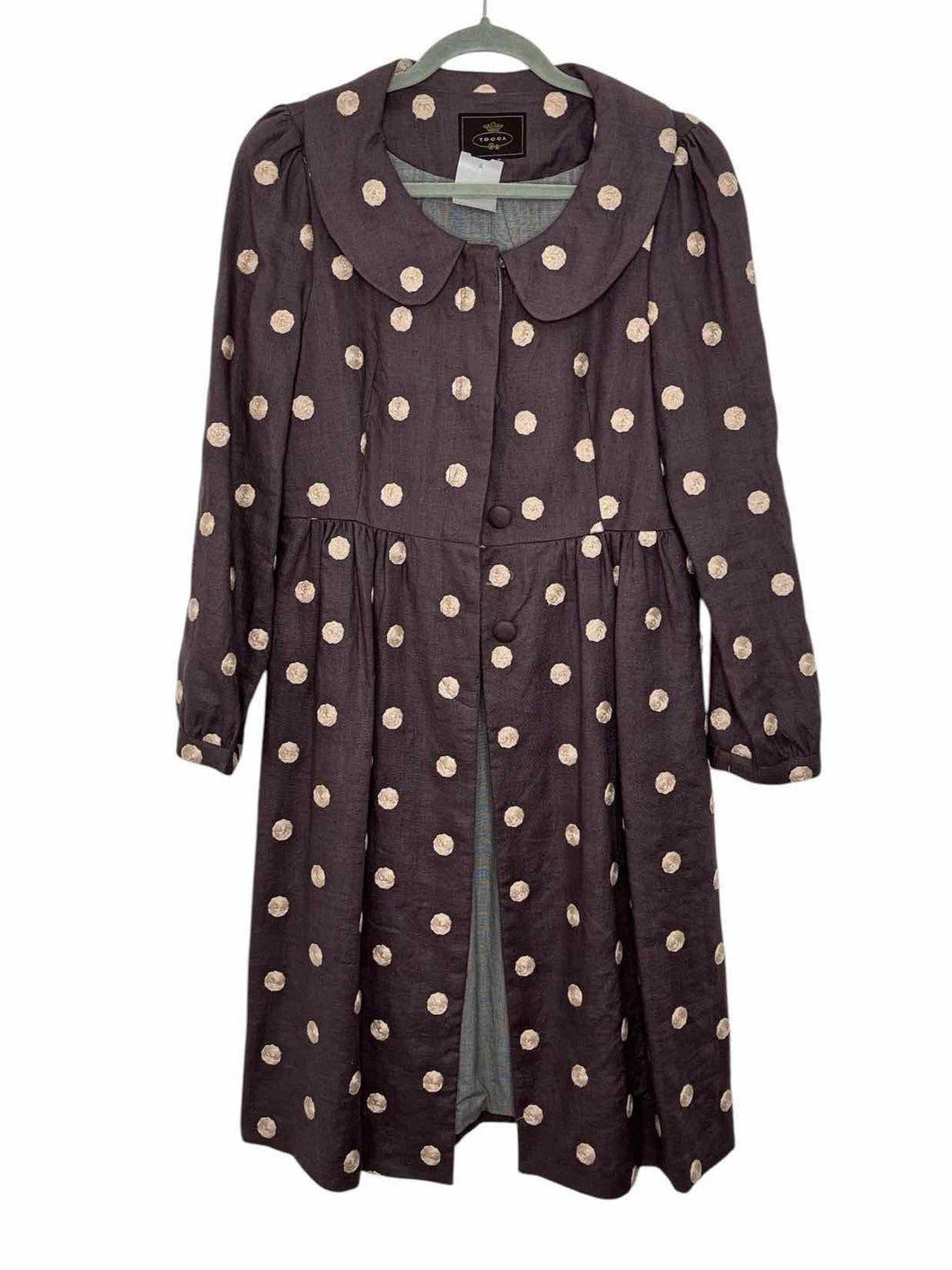 Tocca Size 6 Grey Print Pre-Owned Coat- Ladies