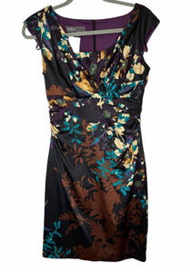 Donna Ricco Size 4 Black Print Pre-Owned Dress- Ladies