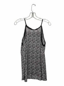 Le Lis Size Small White Print Pre-Owned Tank Top- Ladies