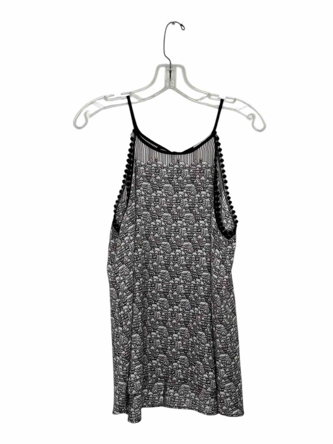 Le Lis Size Small White Print Pre-Owned Tank Top- Ladies