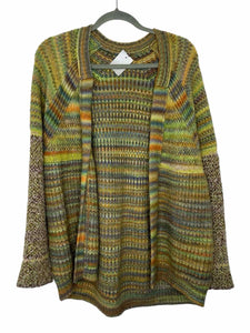 Free People Size Medium Lime Print Pre-Owned Sweater- Ladies