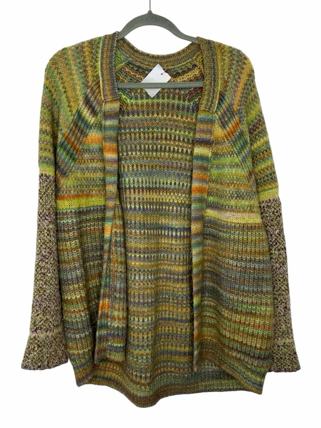 Free People Size Medium Lime Print Pre-Owned Sweater- Ladies