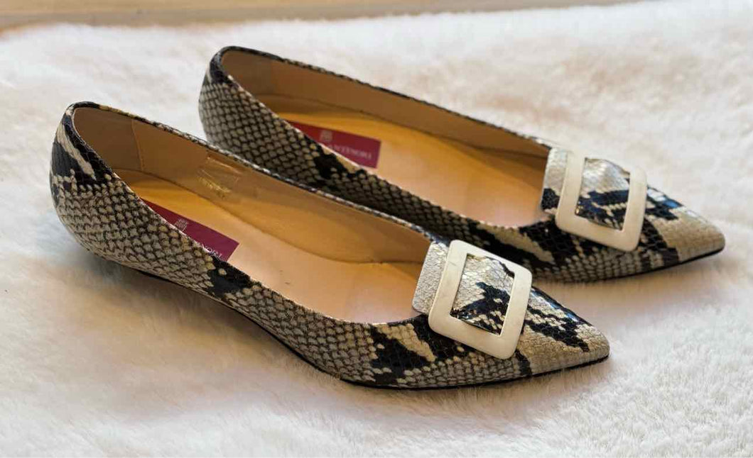 Size 37.5 Snakeskin Heels Pre-Owned Shoes- Ladies