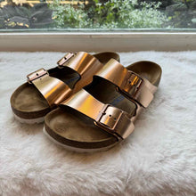 Load image into Gallery viewer, Birkenstock Size 38 Rose Gold Sandal Pre-Owned Shoes- Ladies
