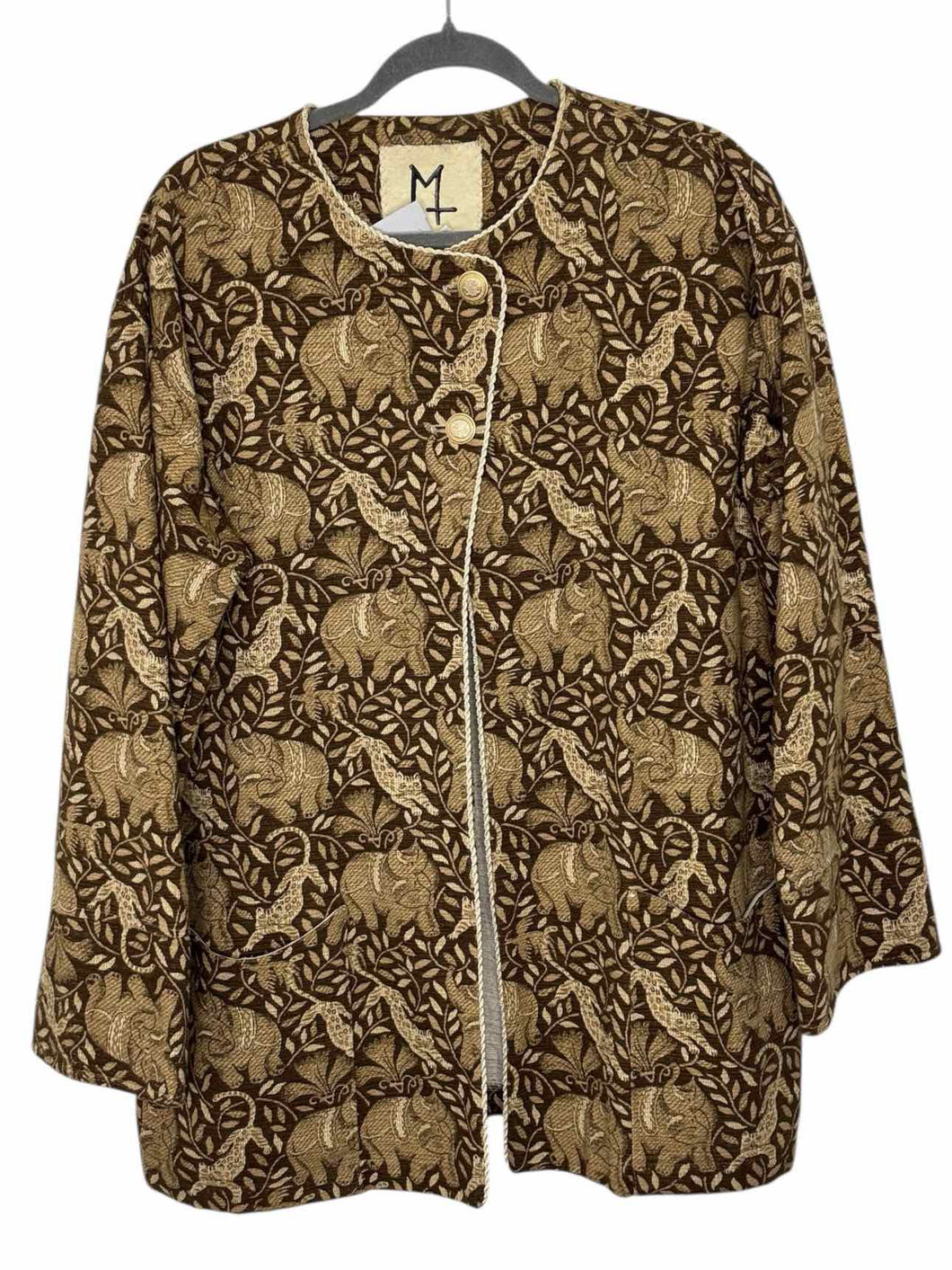 Size Medium Brown Print Pre-Owned Blazer/Indoor Jacket- Ladies