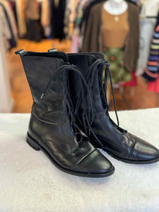 A. Soliani Size 37 Black Pre-Owned Boots- Ladies
