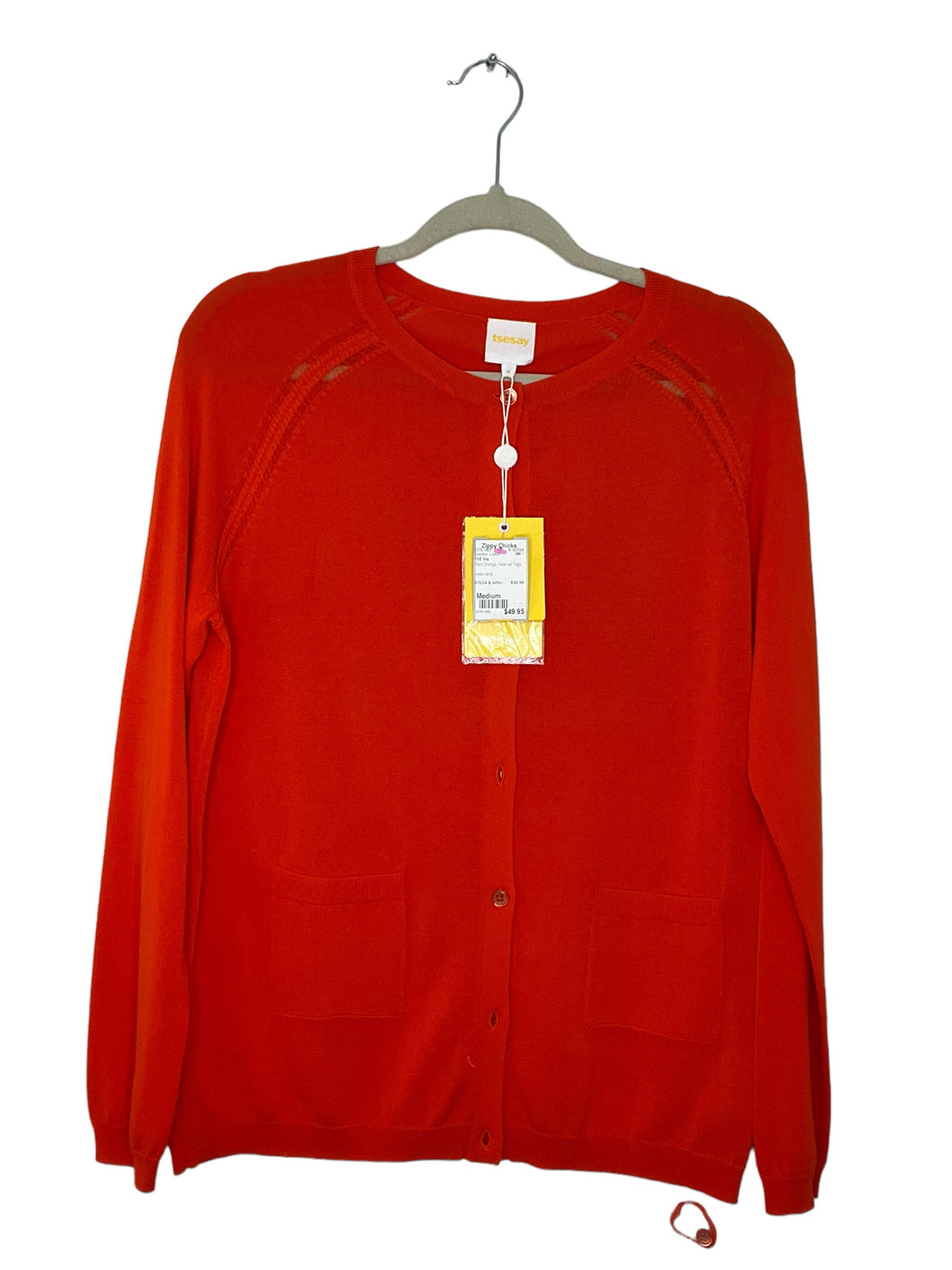 TSE Say Size Medium Red Orange Sweater- Ladies