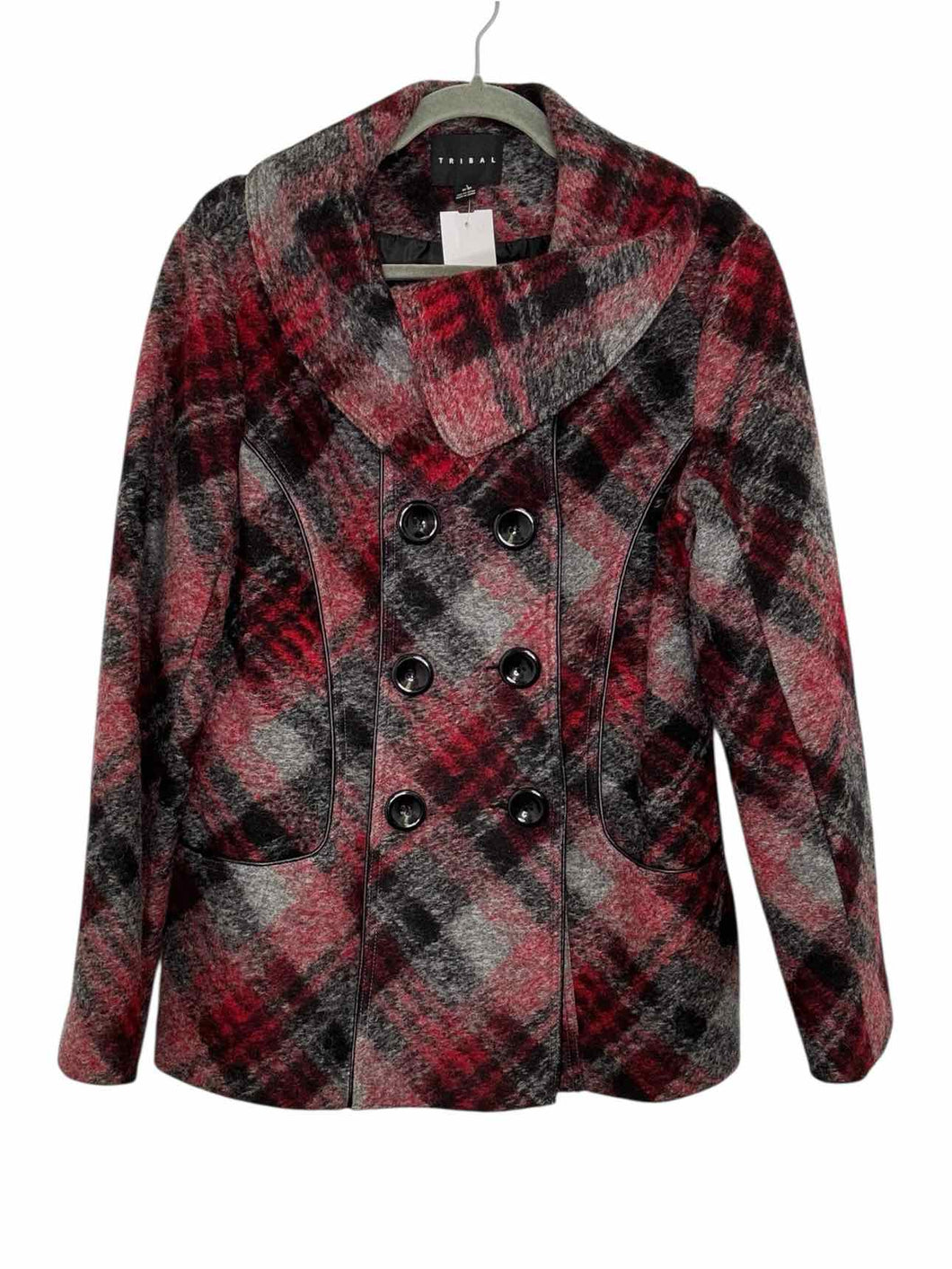 Tribal Size Medium Red Plaid Pre-Owned Jacket- Ladies