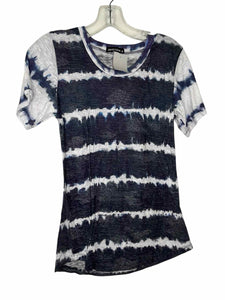 David Cline Size Medium Navy Print Pre-Owned Top- Ladies