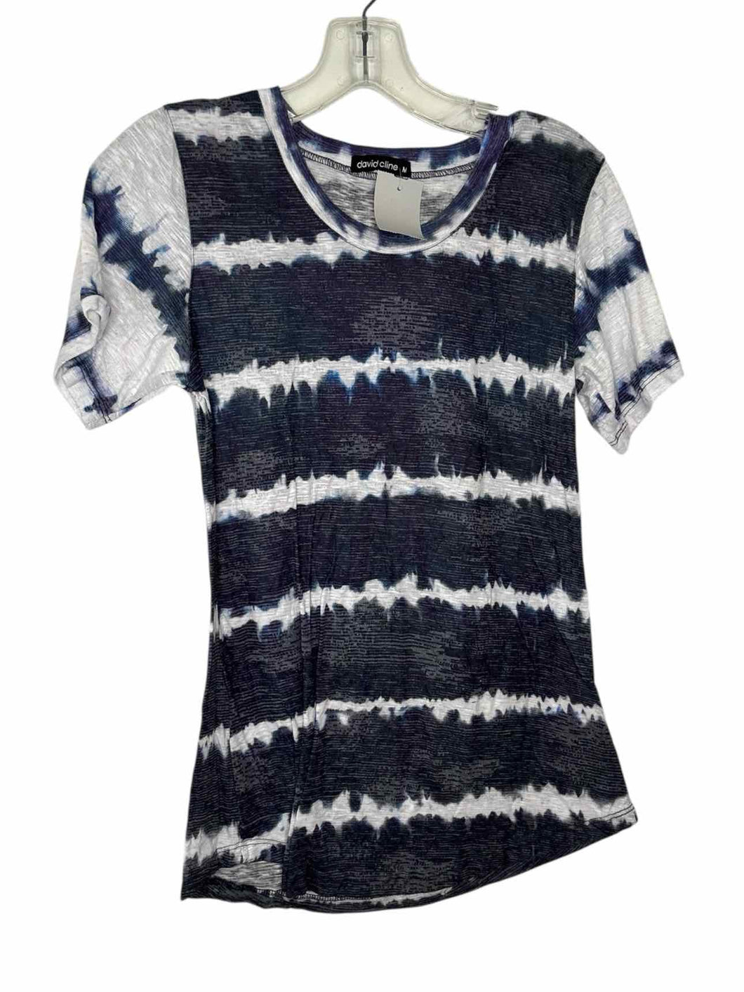 David Cline Size Medium Navy Print Pre-Owned Top- Ladies