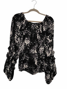 Parker Size Small Black Print Pre-Owned Blouse- Ladies
