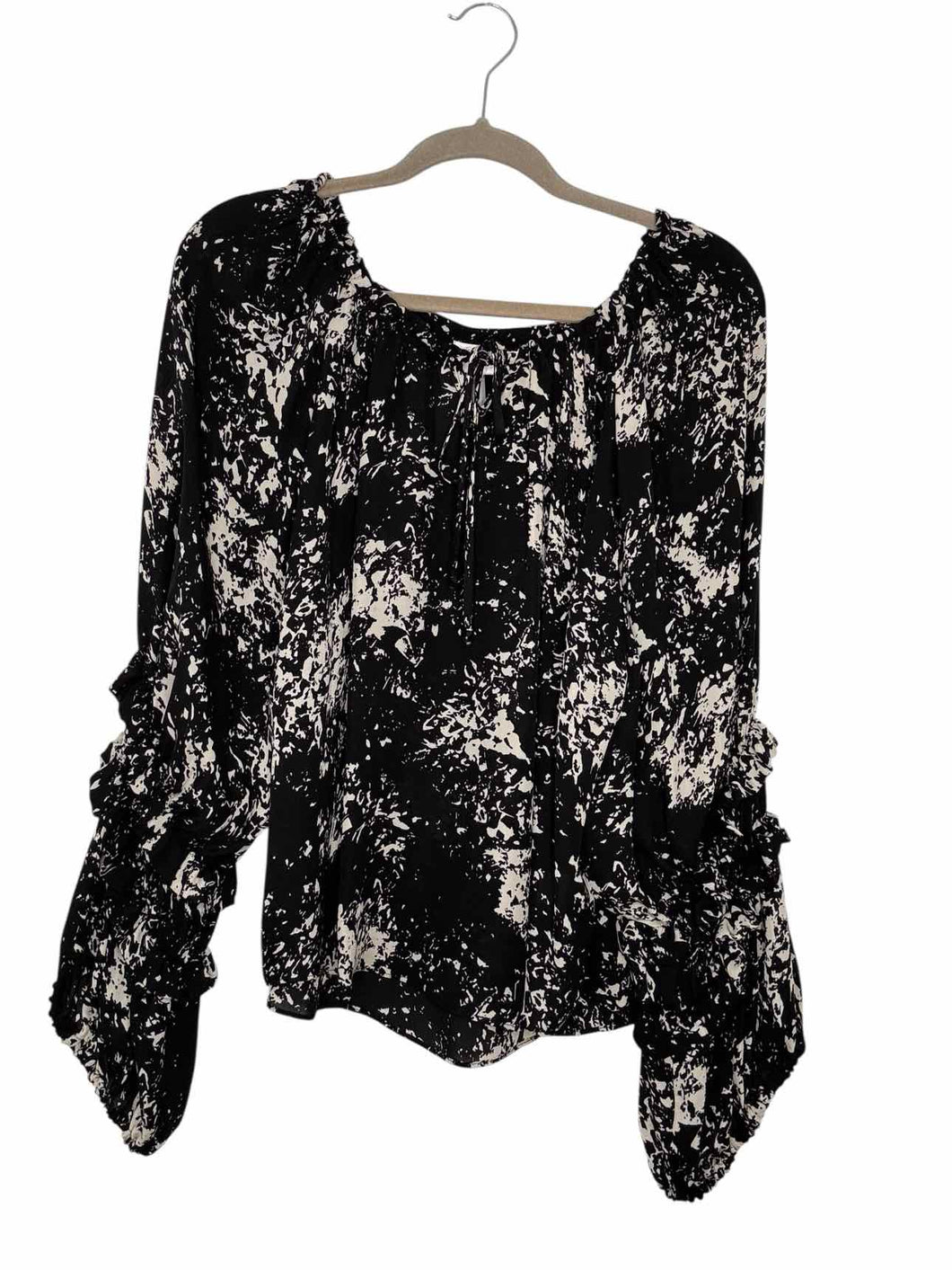 Parker Size Small Black Print Pre-Owned Blouse- Ladies