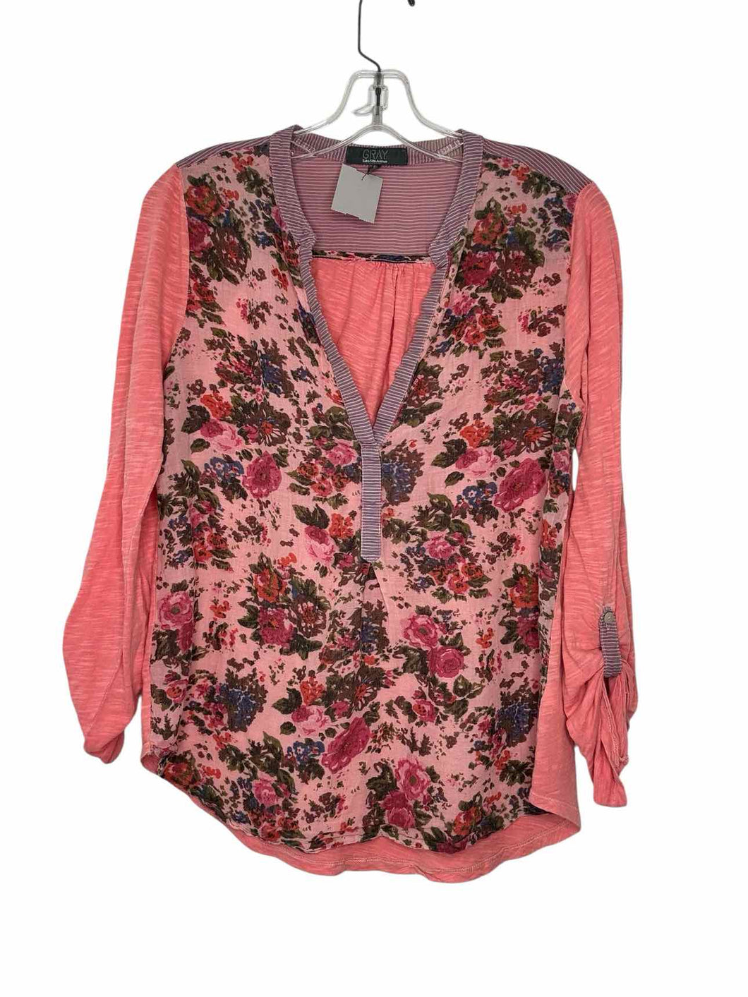 Saks Fifth Ave Size Small Pink Floral Pre-Owned Top- Ladies