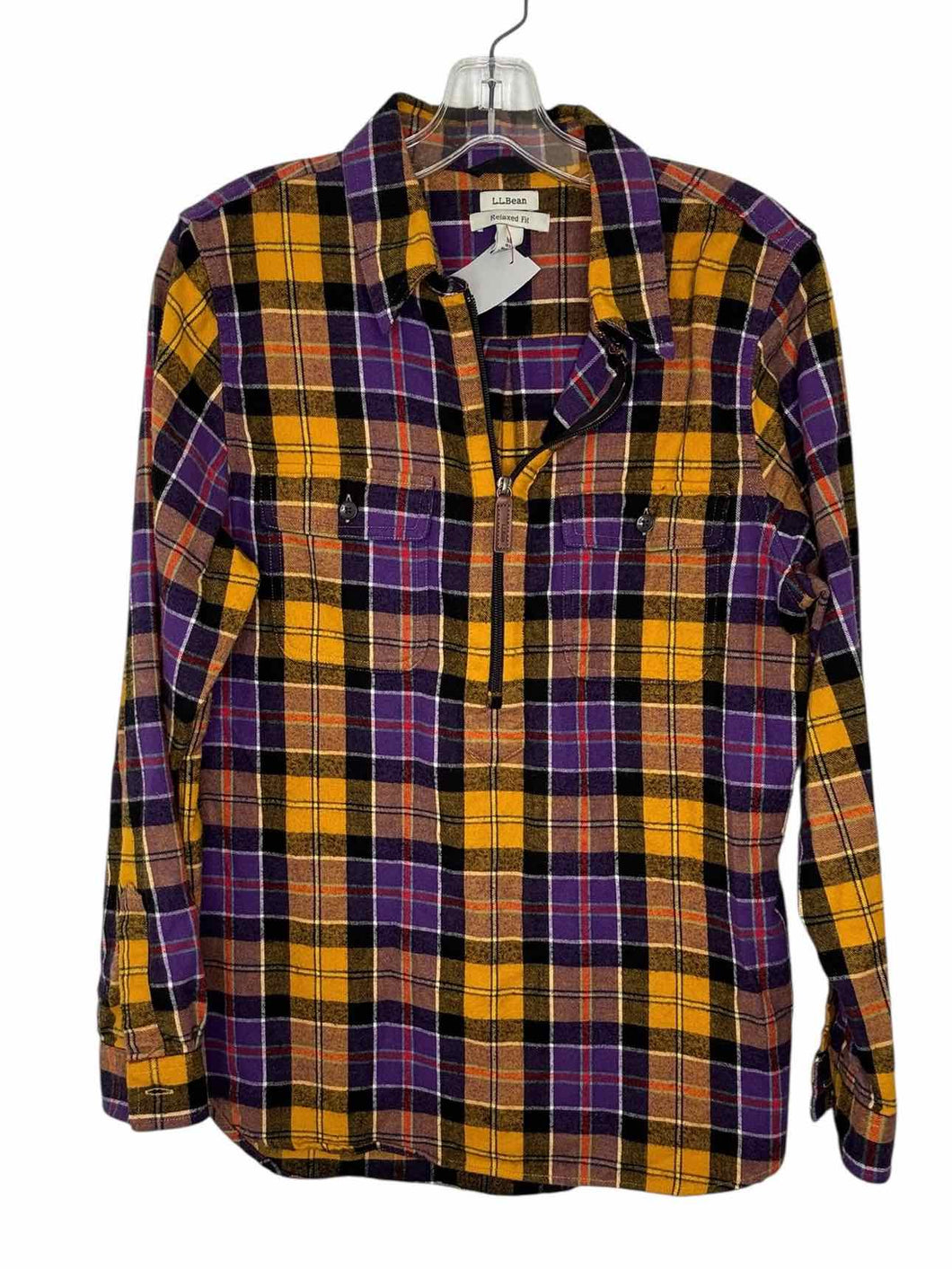 LL Bean Size Medium Purple Plaid Pre-Owned Pullover- Ladies