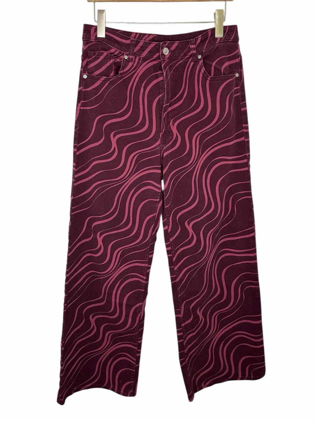 H&M Size 12 Pink Print Pre-Owned Pants- Ladies