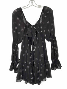 Urban Outfitters Size Medium Black Print Pre-Owned Dress- Ladies