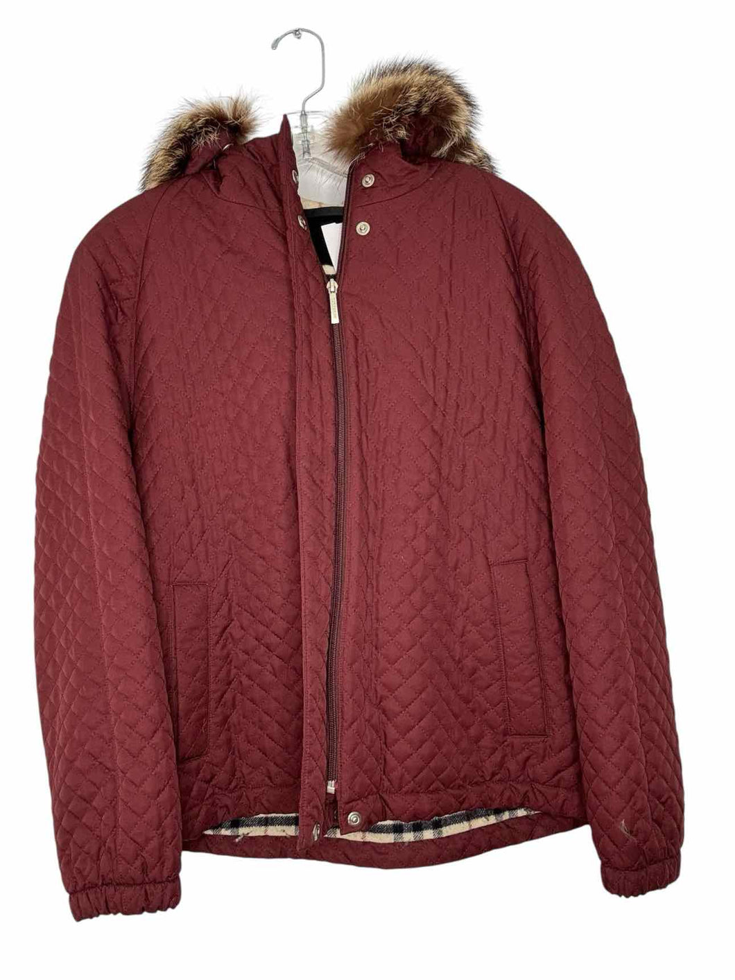 Burberry Size Medium Burgundy Pre-Owned Jacket- Ladies