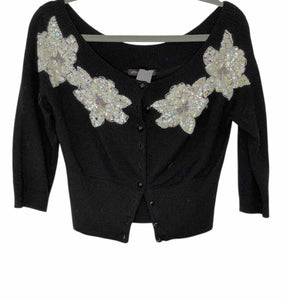 Betsey Johnson Size Medium Black Pre-Owned Sweater- Ladies