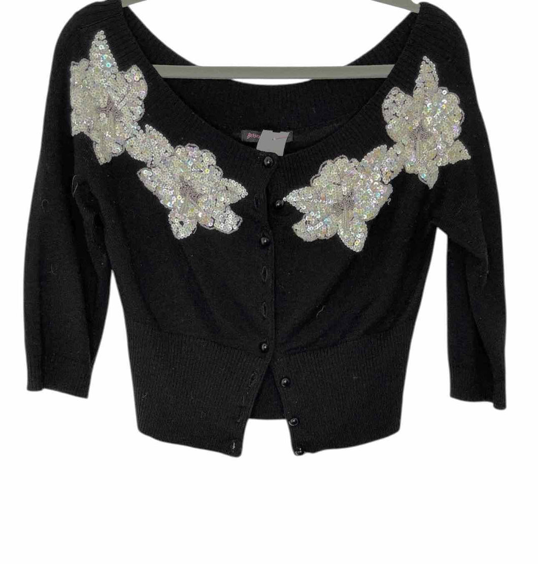 Betsey Johnson Size Medium Black Pre-Owned Sweater- Ladies