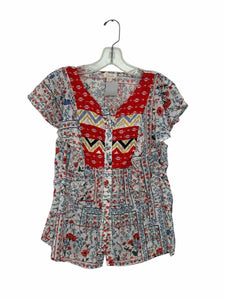 Urban Outfitters Size 6 White Floral Pre-Owned Shirt- Ladies