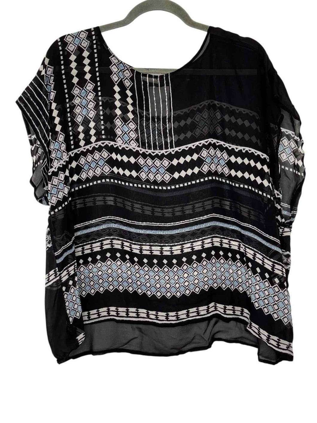 Size One Size Black Print Pre-Owned Blouse- Ladies