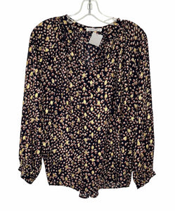 Size Medium Navy Print Pre-Owned Blouse- Ladies