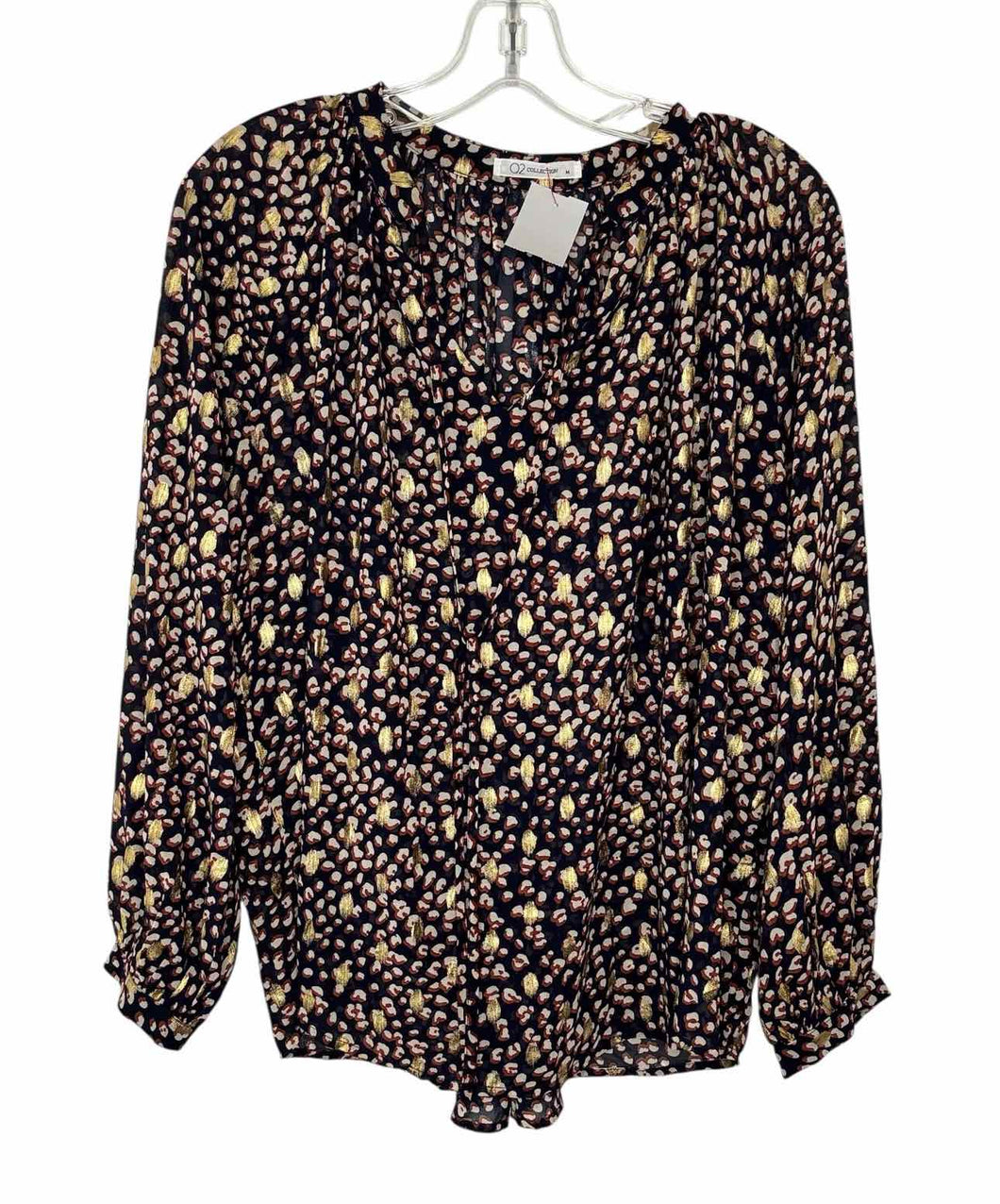 Size Medium Navy Print Pre-Owned Blouse- Ladies