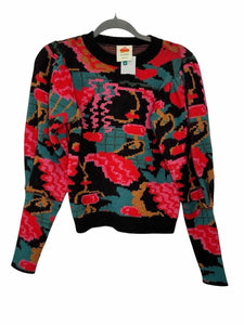 Farm Rio Size X- Small Red Print Pre-Owned Sweater- Ladies