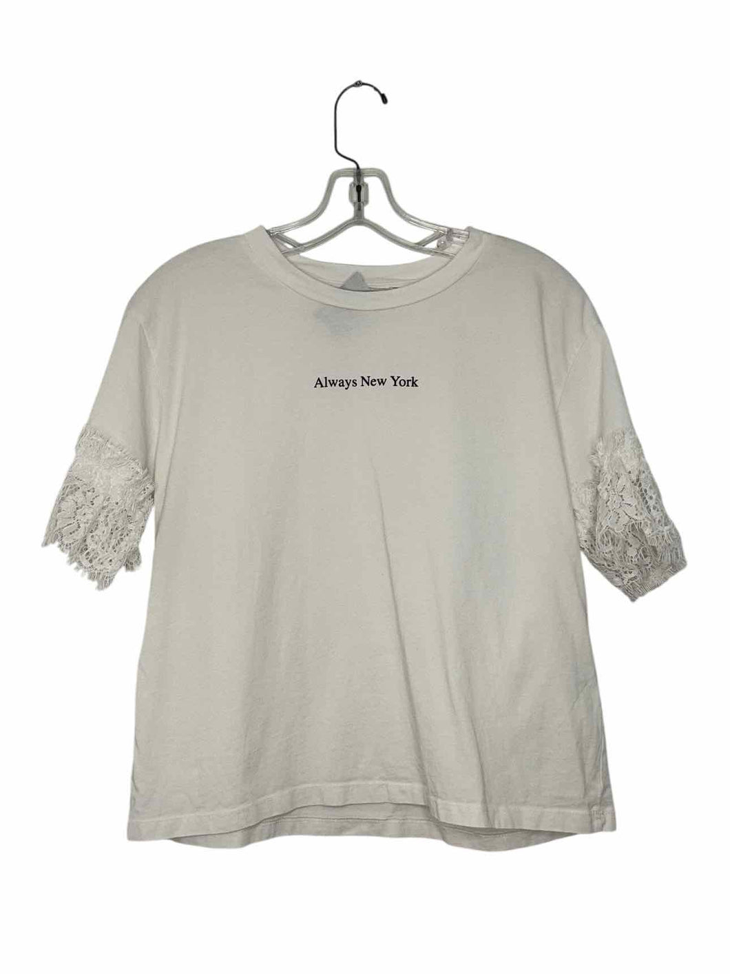 Zara Size Medium White Pre-Owned T-Shirt- Ladies