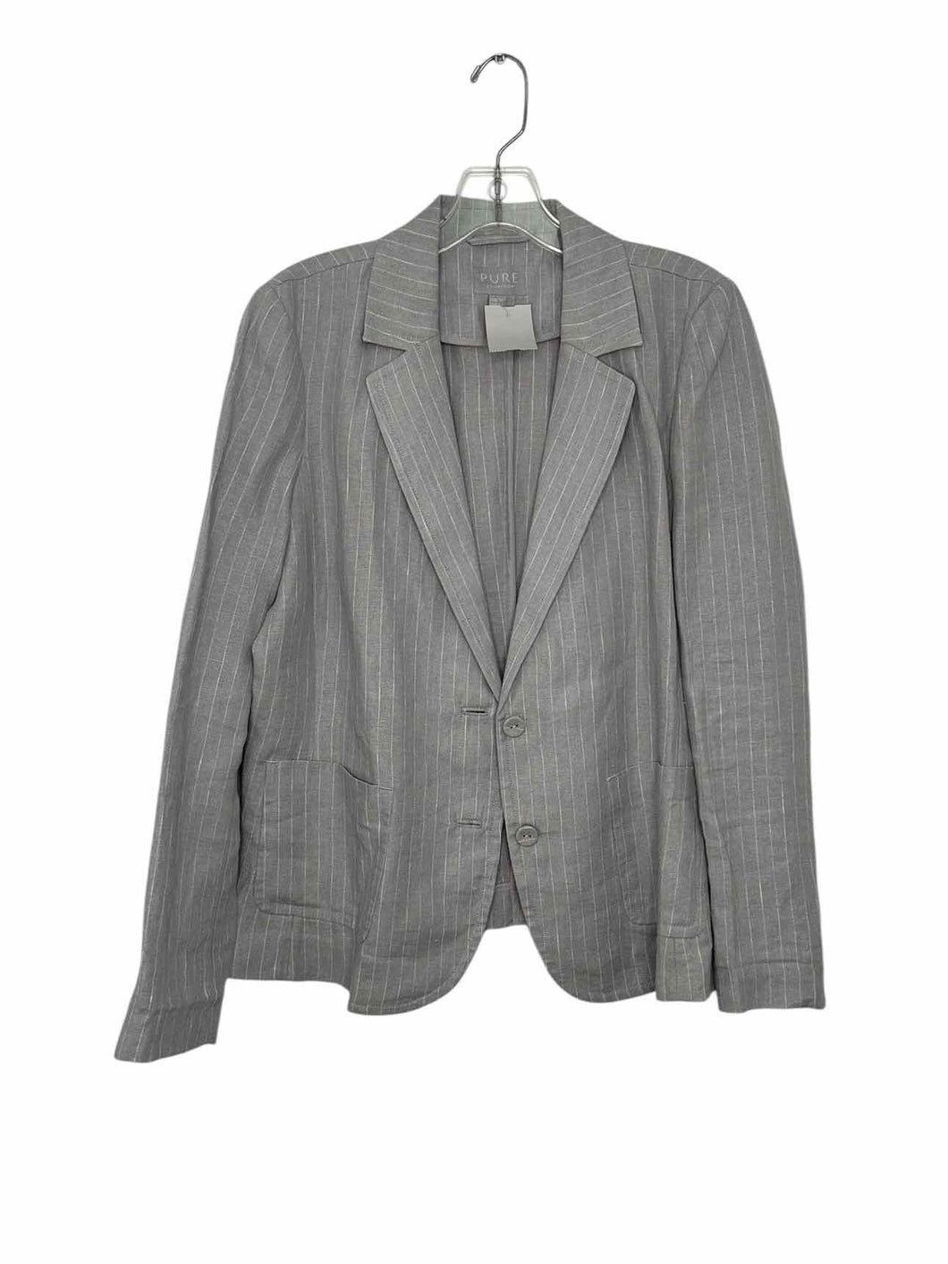 Pure Collection Size 12 Grey Stripe Pre-Owned Blazer/Indoor Jacket- Ladies